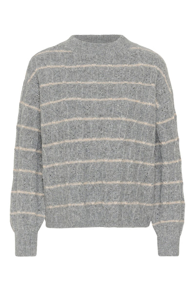 KAsirens randig tröja Grey Melange/Beige Stripe - 10 - 10512261 Thumbnail