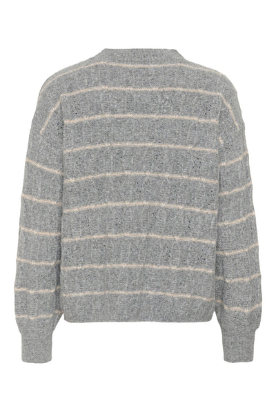 KAsirens randig tröja Grey Melange/Beige Stripe - 10 - 10512261 Thumbnail