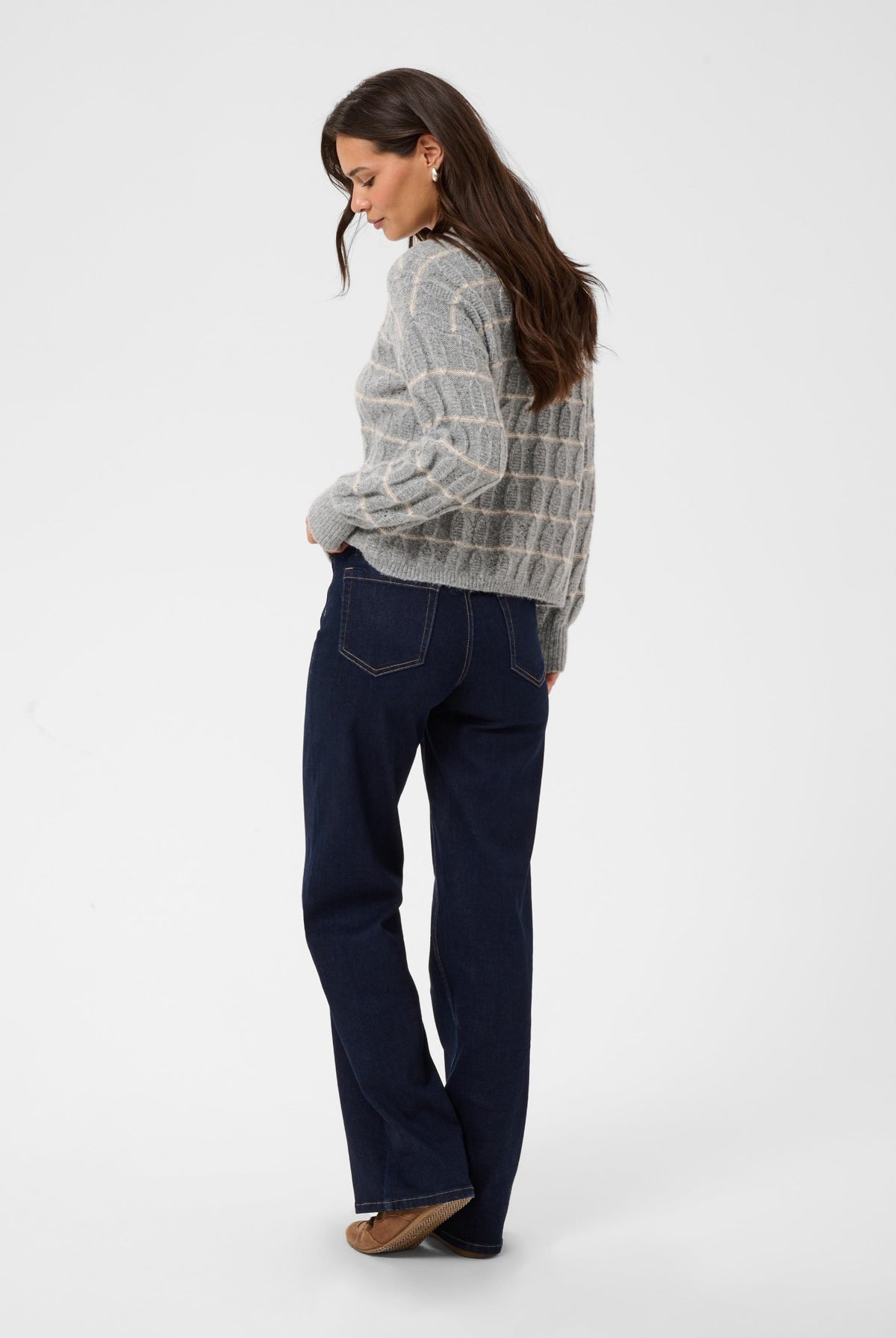 KAsirens randig tröja Grey Melange/Beige Stripe - 10 - 10512261