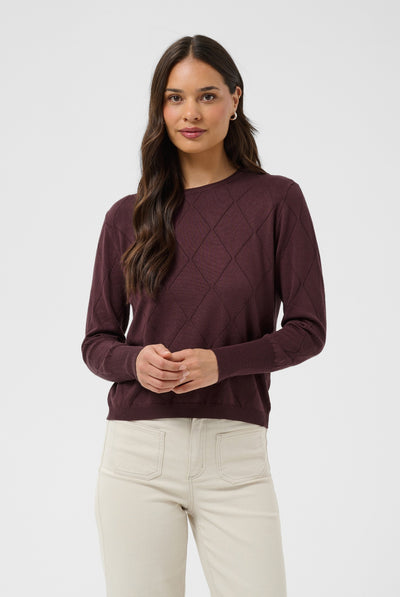 KAlizza Argyle Pullover LS Fudge - 191619 - 10512268 Thumbnail