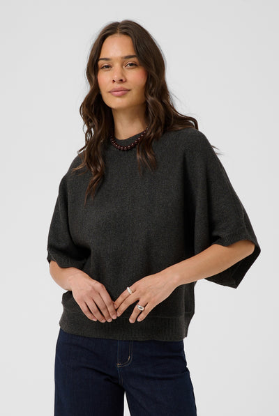 KAbarbara Wing SL Pullover Dark Grey Melange - 100125 - 10512436 Thumbnail