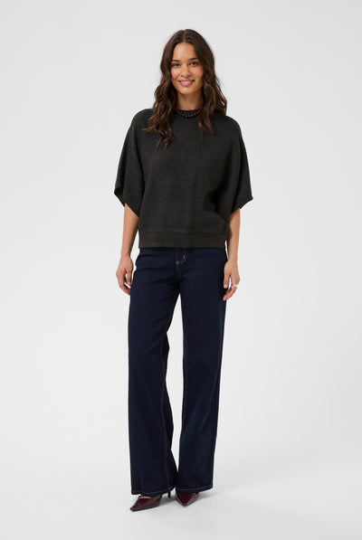 KAbarbara Wing SL Pullover Dark Grey Melange - 100125 - 10512436 Thumbnail