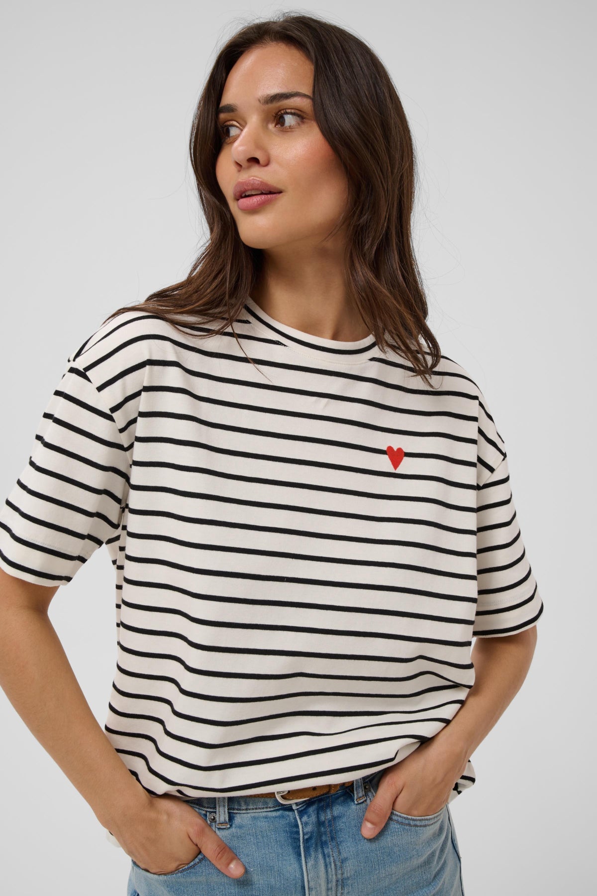 KAminna T-Shirt Chalk/Black-Red Heart - 100058 - 10513021