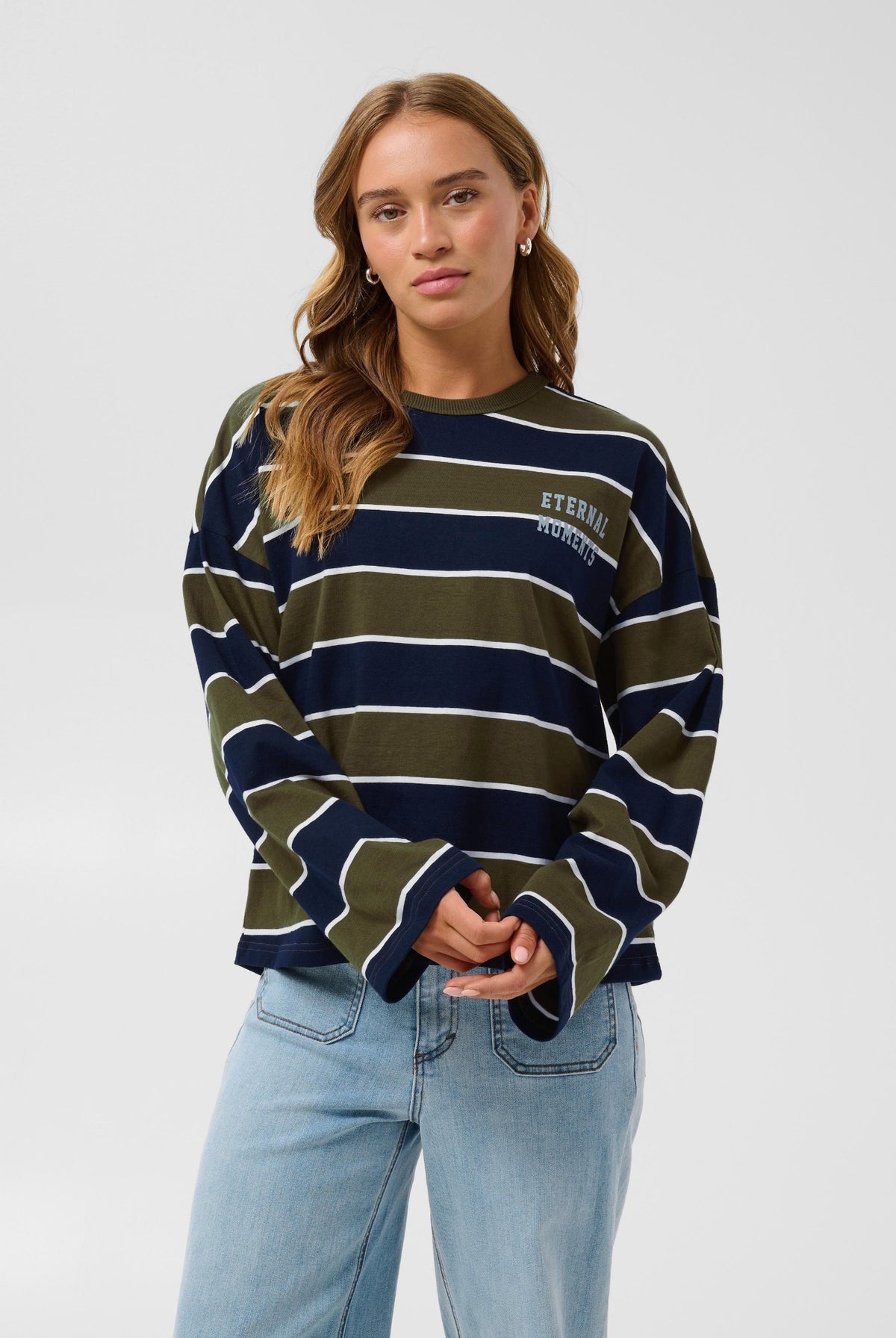 KAelona LS T-Shirt Olive / Midnight Wide Stripe - - 10513133