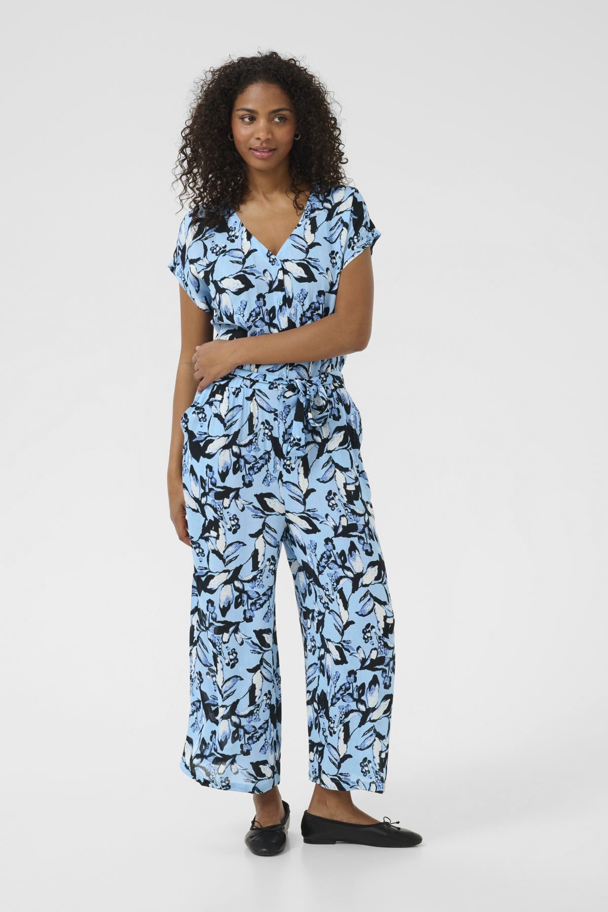 KAmille Amber Jumpsuit Printed Blue Graphic Flower - 10552230