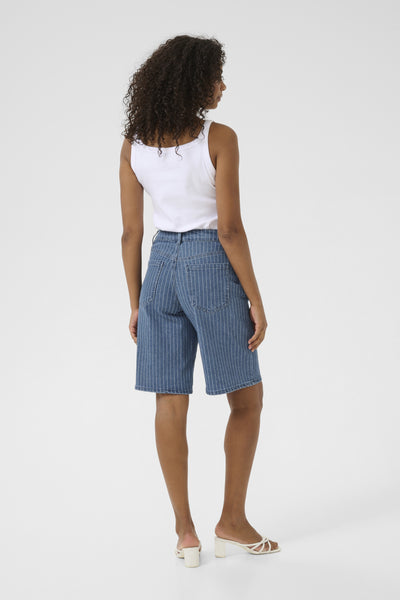 KAreece Denim Bermuda Shorts Medium Blue Denim Pinstripe - 10552415 Thumbnail