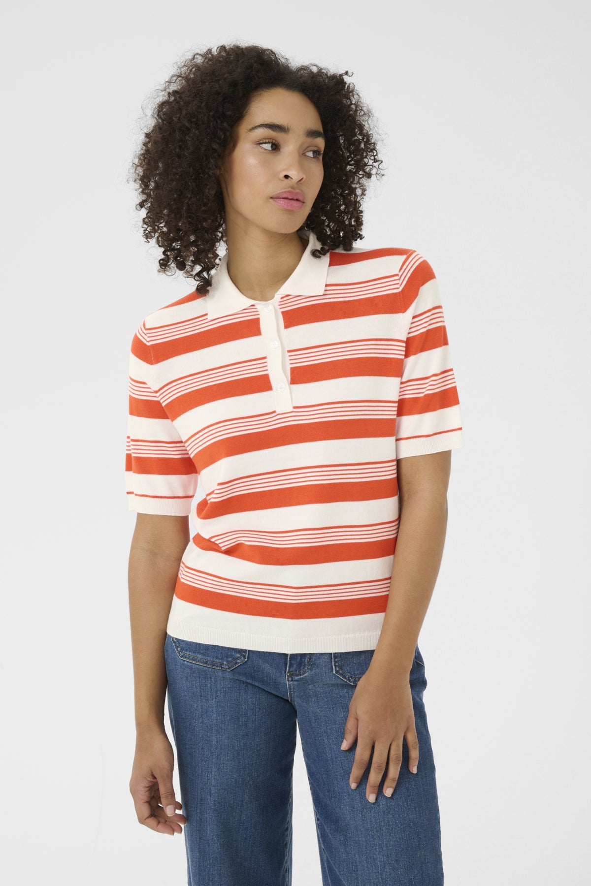 KAlizza Basic Polo Pullover Grenadine M. Chalk multi-ränder - 10552426