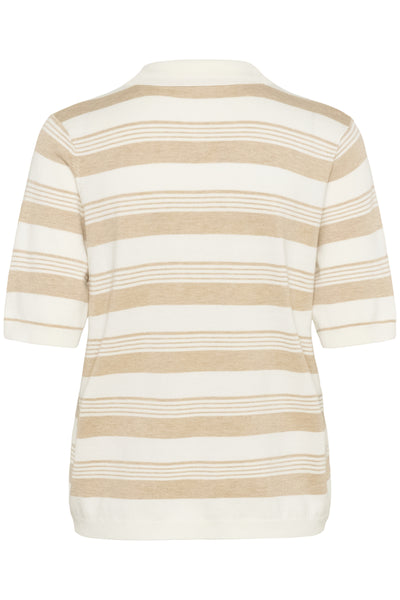KAlizza Basic Polo Pullover Feather Grey mel. Chalk stripe - 10552426 Thumbnail