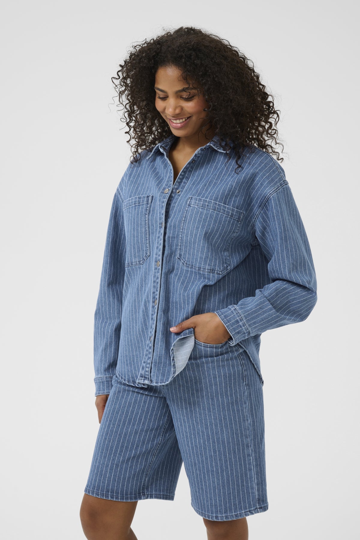 KAreece Denim-skjorta Medium Blue Denim Pinstripe - 10552457