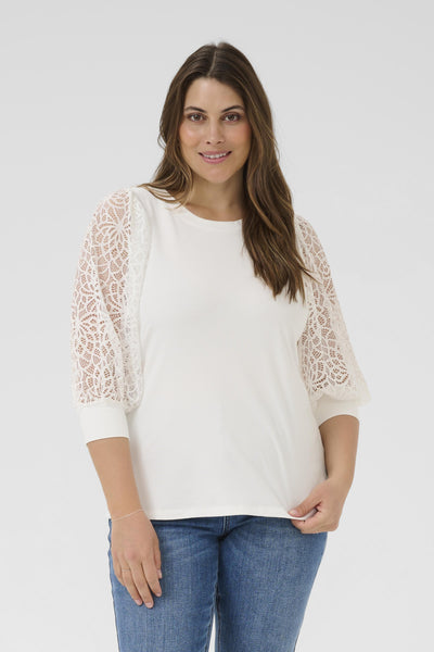 KCbella Lace T-Shirt Chalk - 110602 - 10581899 Thumbnail