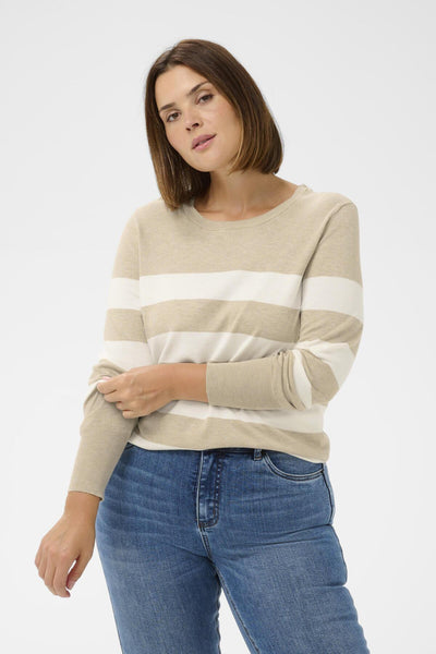 KClizzy Randig Stickad Pullover Feather G. M/Chalk Wide Stripe - 10582600 Thumbnail