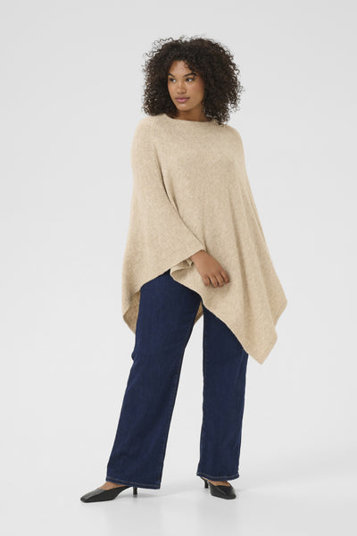 KCjenny Stickad Poncho Feather Gray Melange Thumbnail