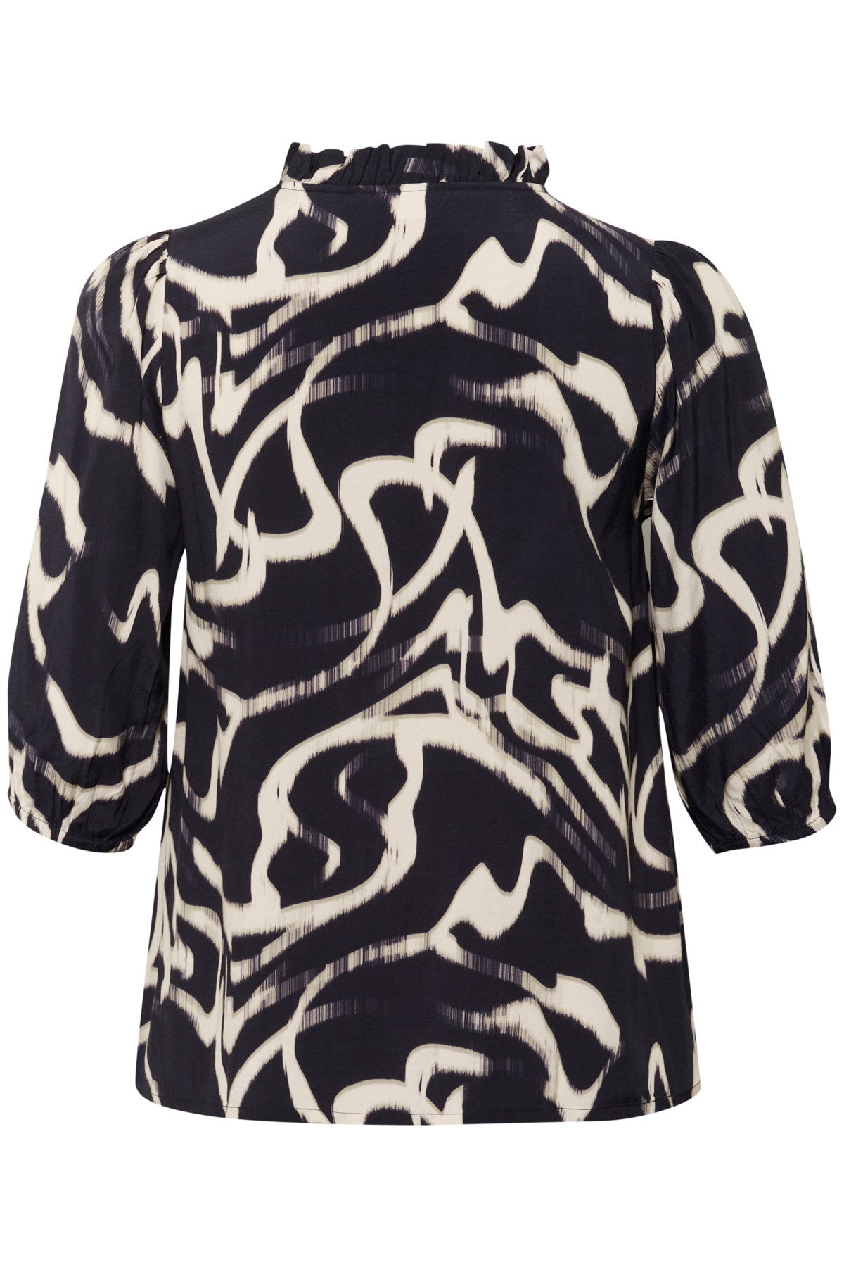 KCmaren Frill Blouse Black/Nature Organic Lines - 10583403