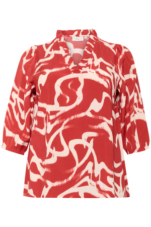 KCmaren Frill Blouse True Red/Nature Graphic - 10583403