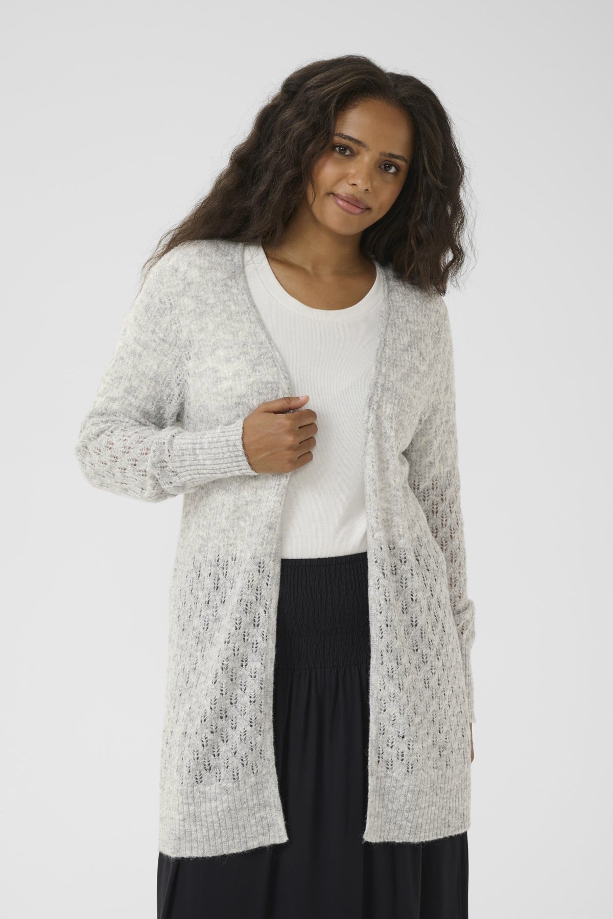 KCloura Cardigan Ljusgråmelerad - 10583482