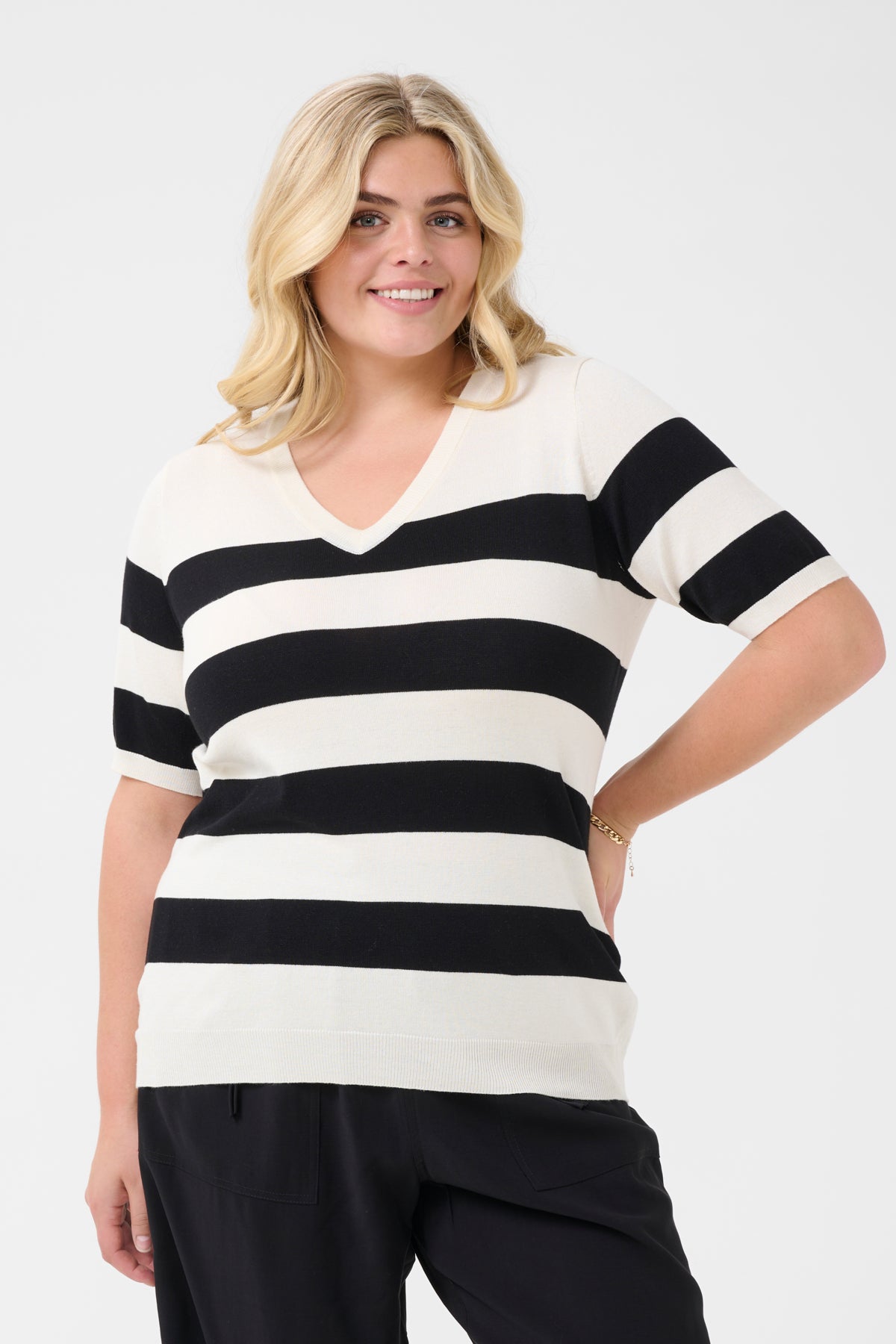 KClizzy Randig V-ringad Turtledove/svart boldstripe - 10583577