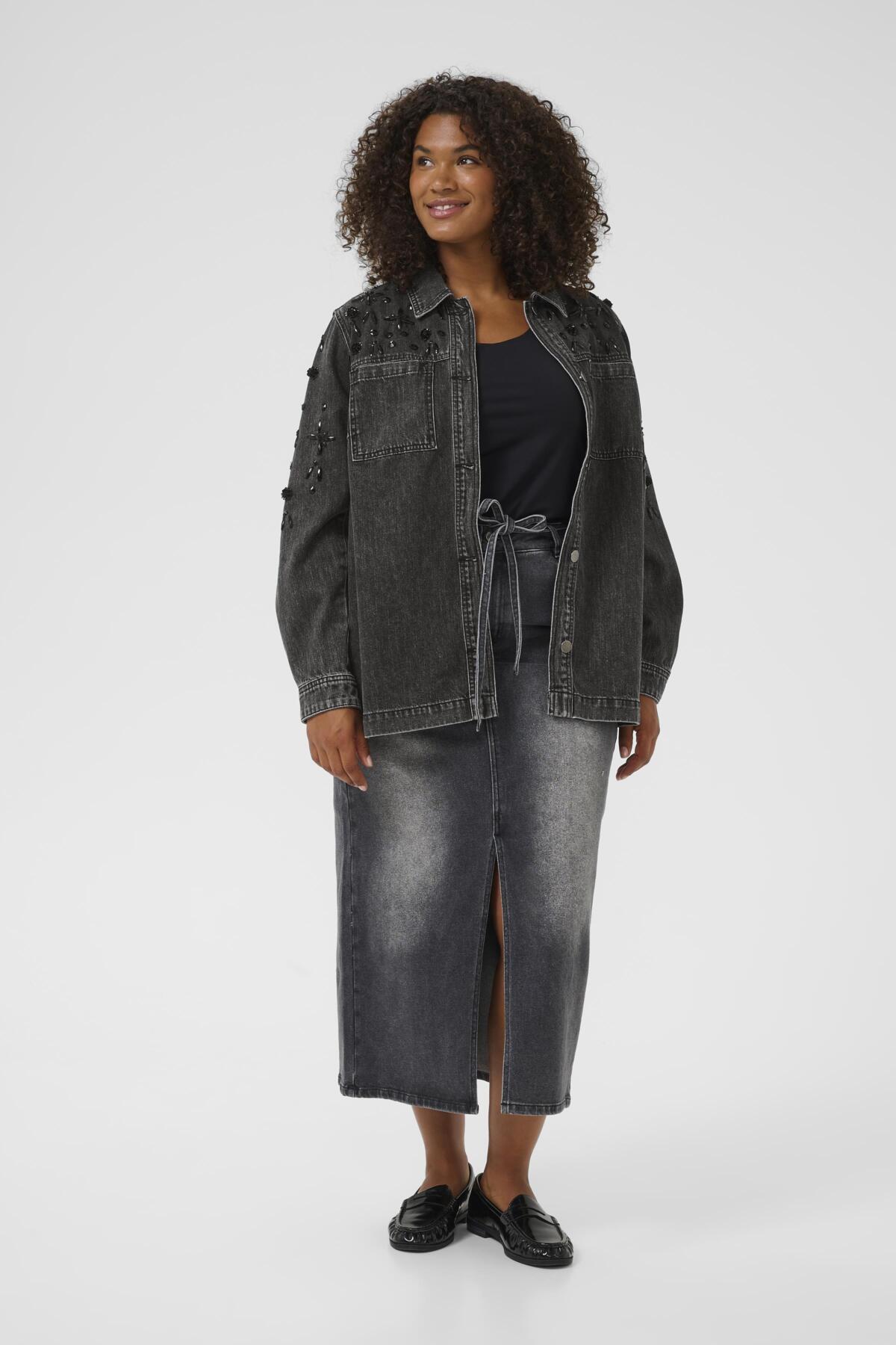 KCjaida Denim Jacket Mörkgrå tvättad denim - 10583648