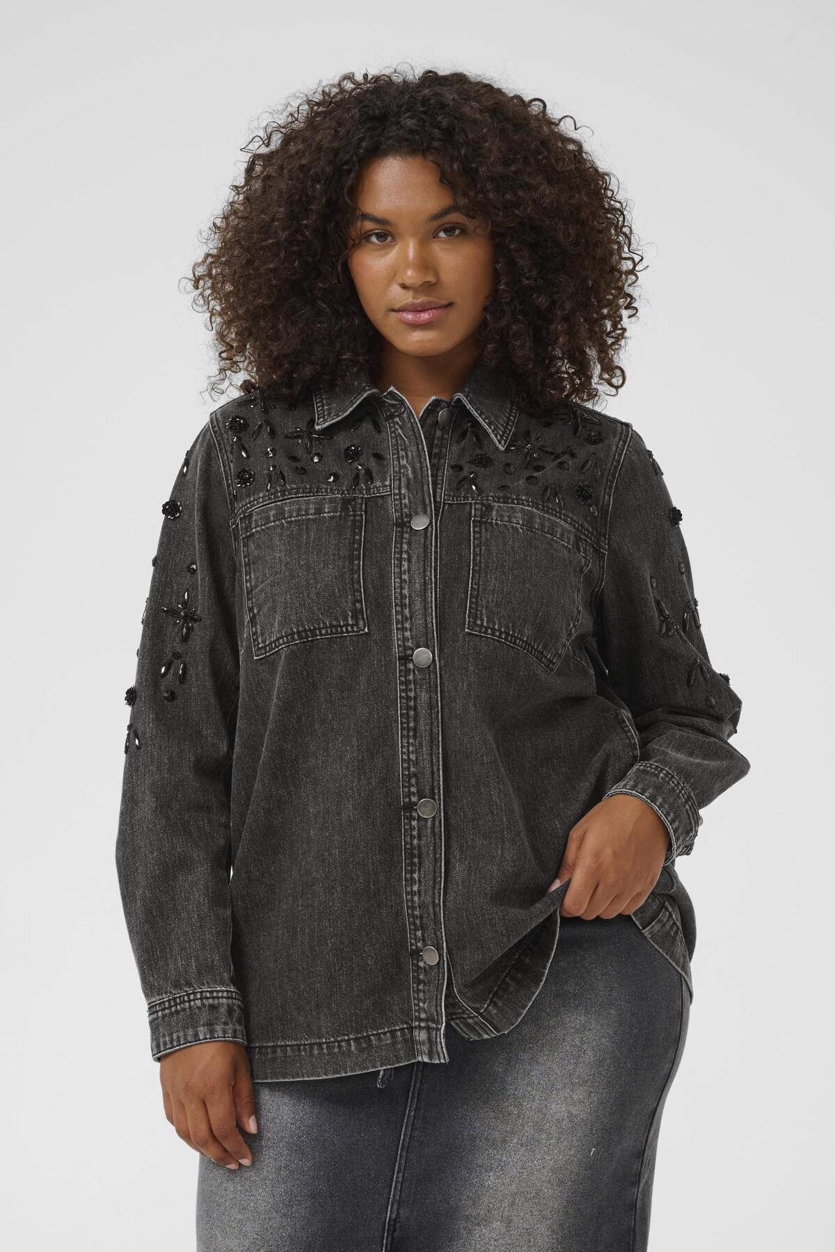 KCjaida Denim Jacket Mörkgrå tvättad denim - 10583648