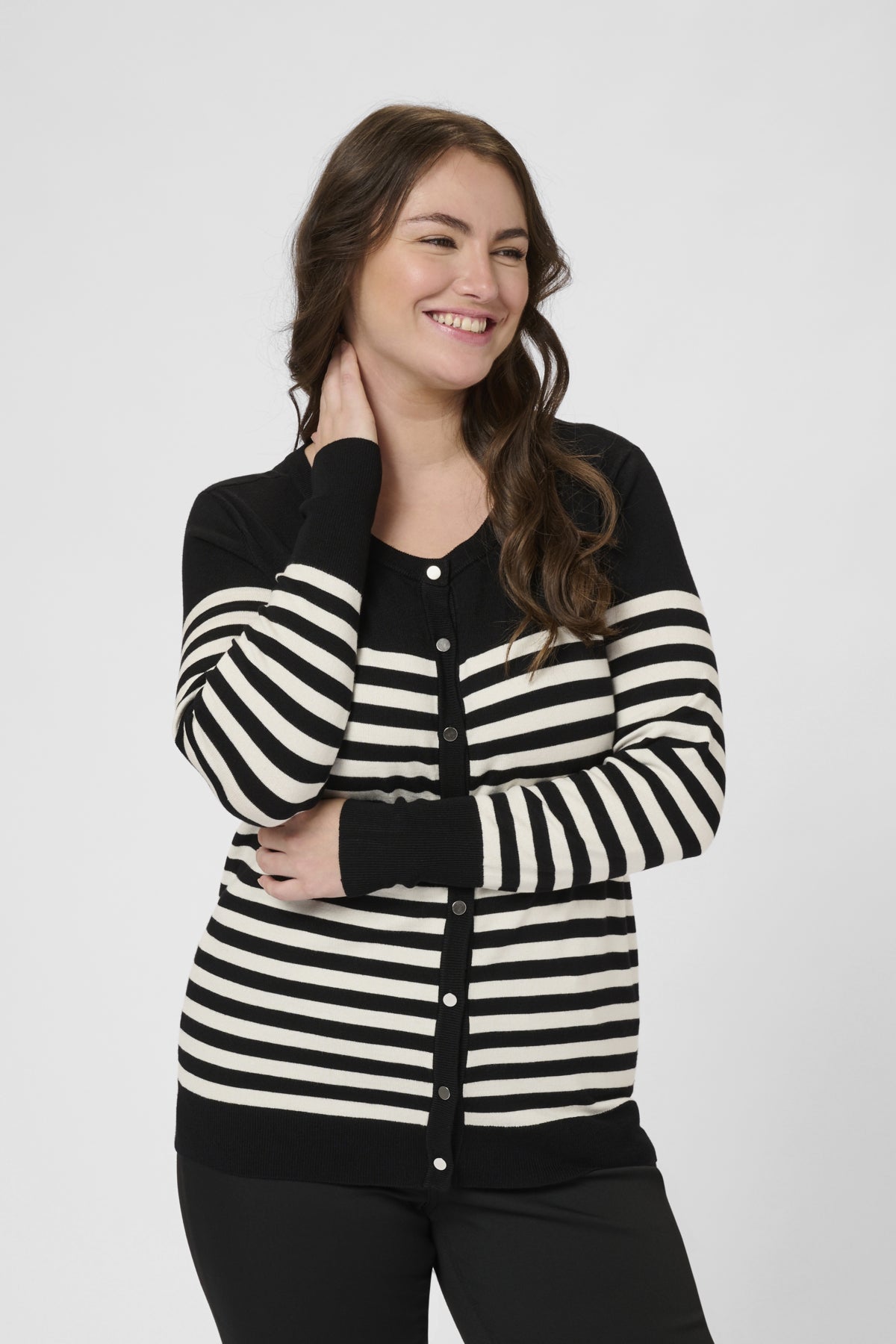 KClizzy Stripe Cardigan Black/Turtledove Half Stripe - 10583704