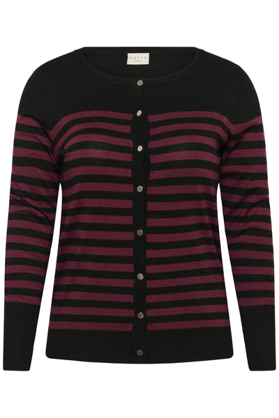 KClizzy Stripe Cardigan Black/Windsor Wine Half Stripe - 10583704 Thumbnail