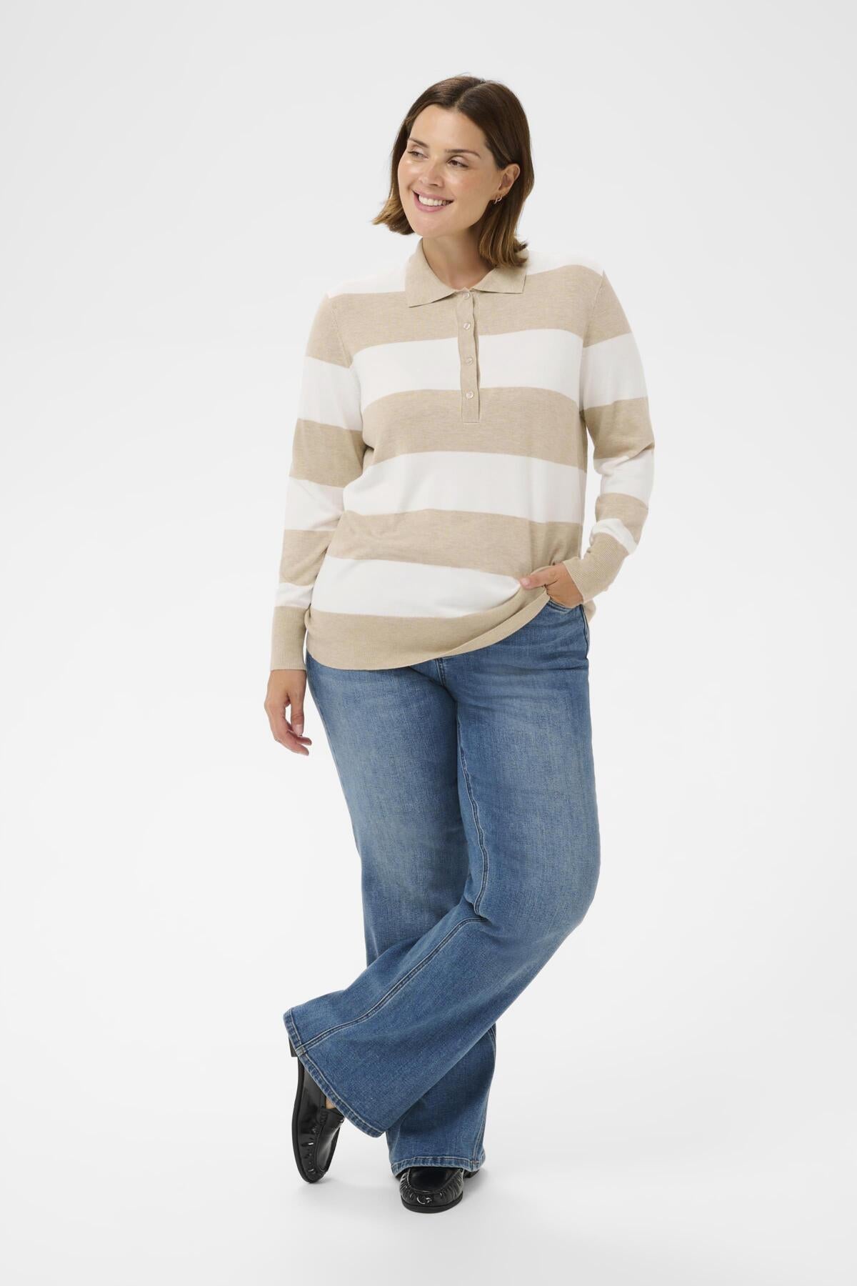 KClizzy Randig Polotröja Feather Gray / Chalk Stripe - - 10583718