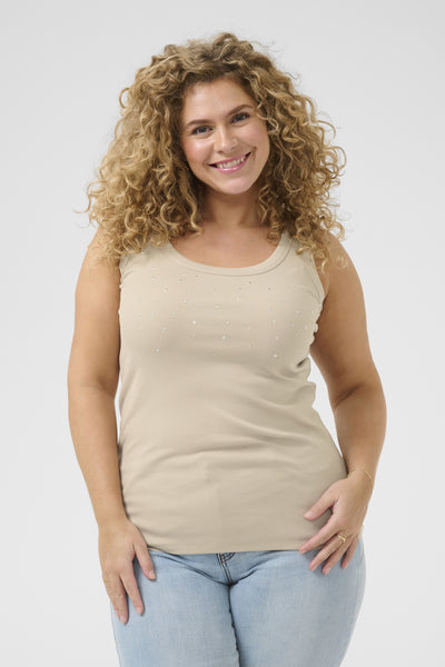 KCcarina Rhinestone Tank Top Fjädergrå Thumbnail