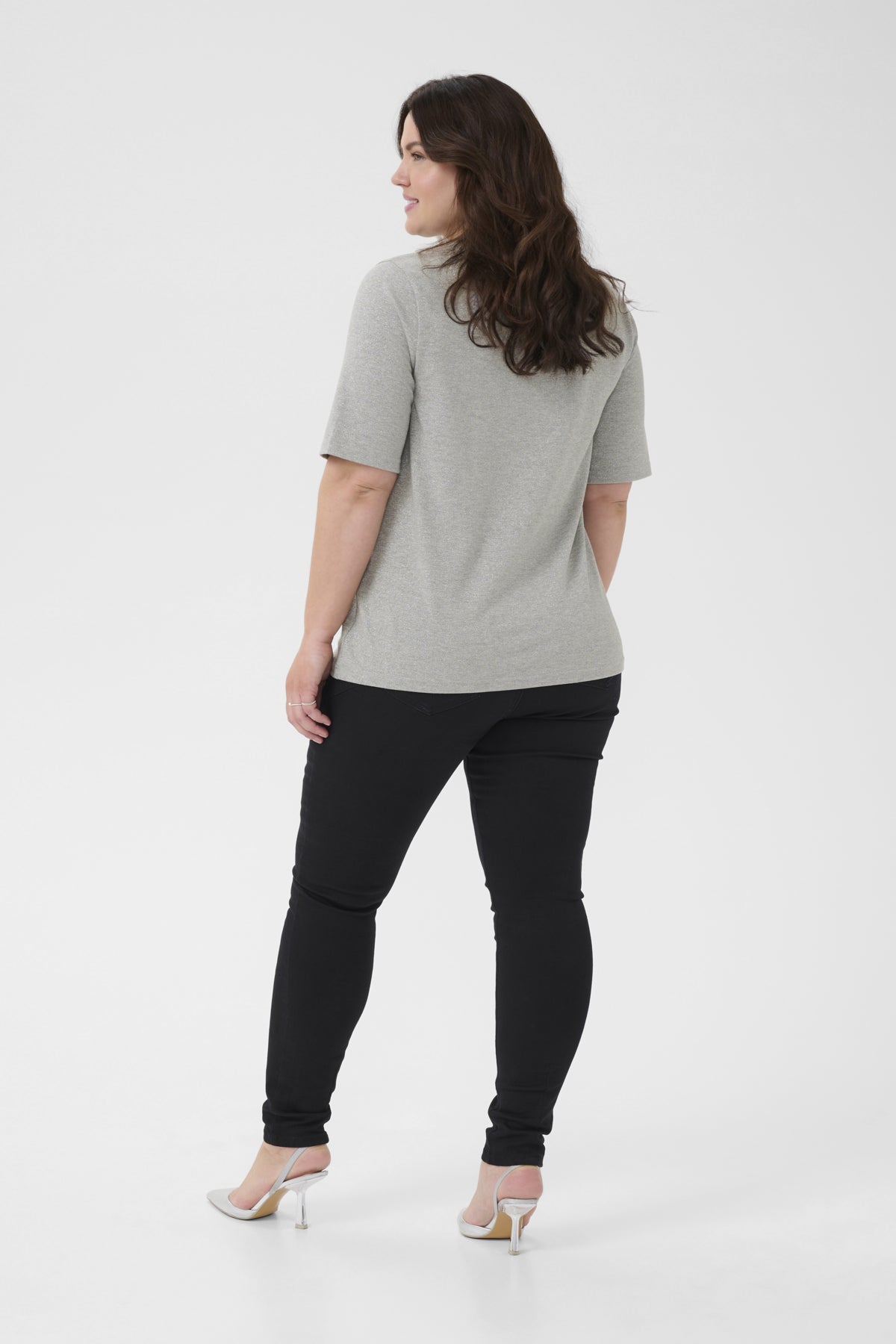 KClianca T-Shirt Ljusgråmelerad Glitter - 1 - 10583781