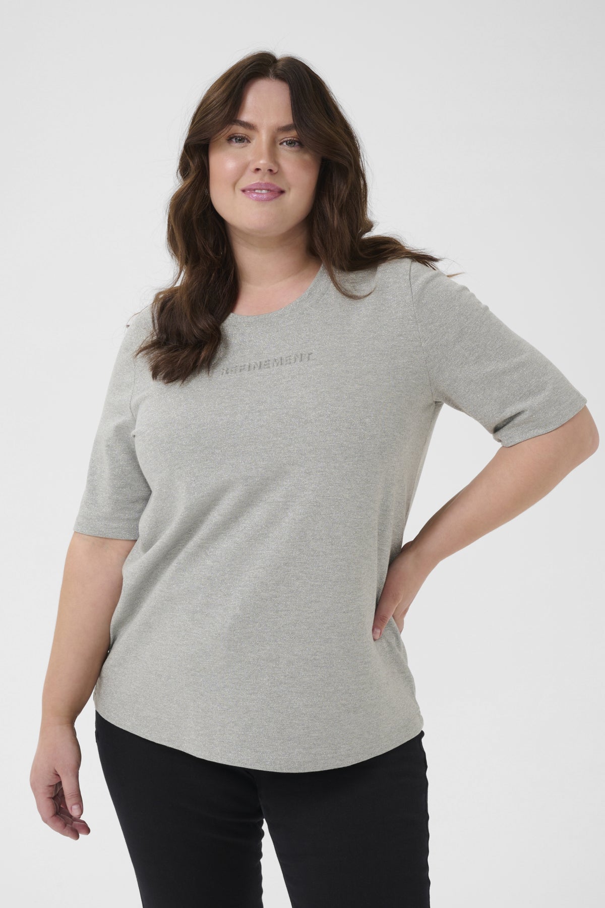 KClianca T-Shirt Ljusgråmelerad Glitter - 1 - 10583781