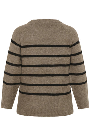 KCerina stickad tröja Morel Melange Black Stripe - 1 - 10583794