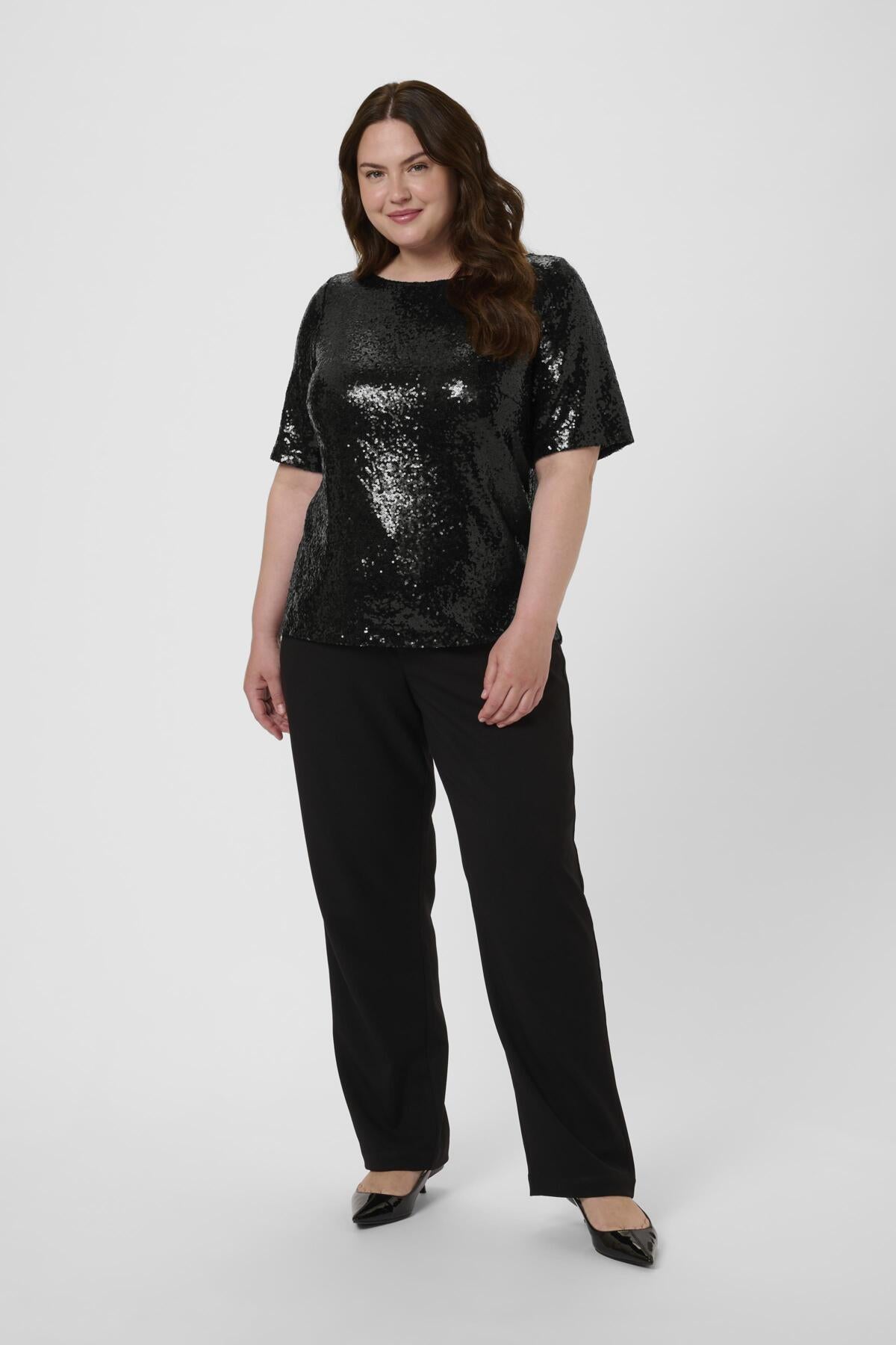KCmirana Sequin Blouse Black Deep - 100121 - 10583819