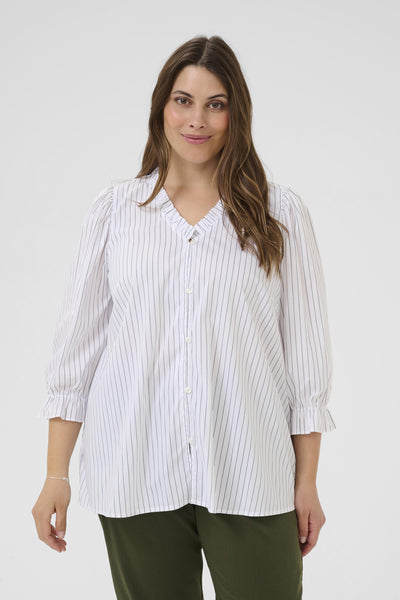 KClenia Frill Blouse Optical White Stripe - 108949 - 10583927 Thumbnail