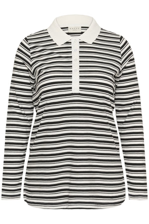 KCmiana Polo LS T-Shirt Chalk With Black Deep stripe - - 10583934