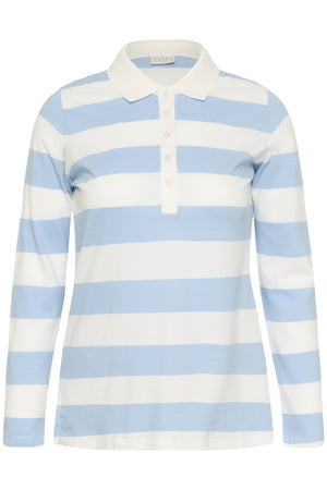 KCmiana Polo LS T-Shirt Chalk med pudderblå rand - 10583934