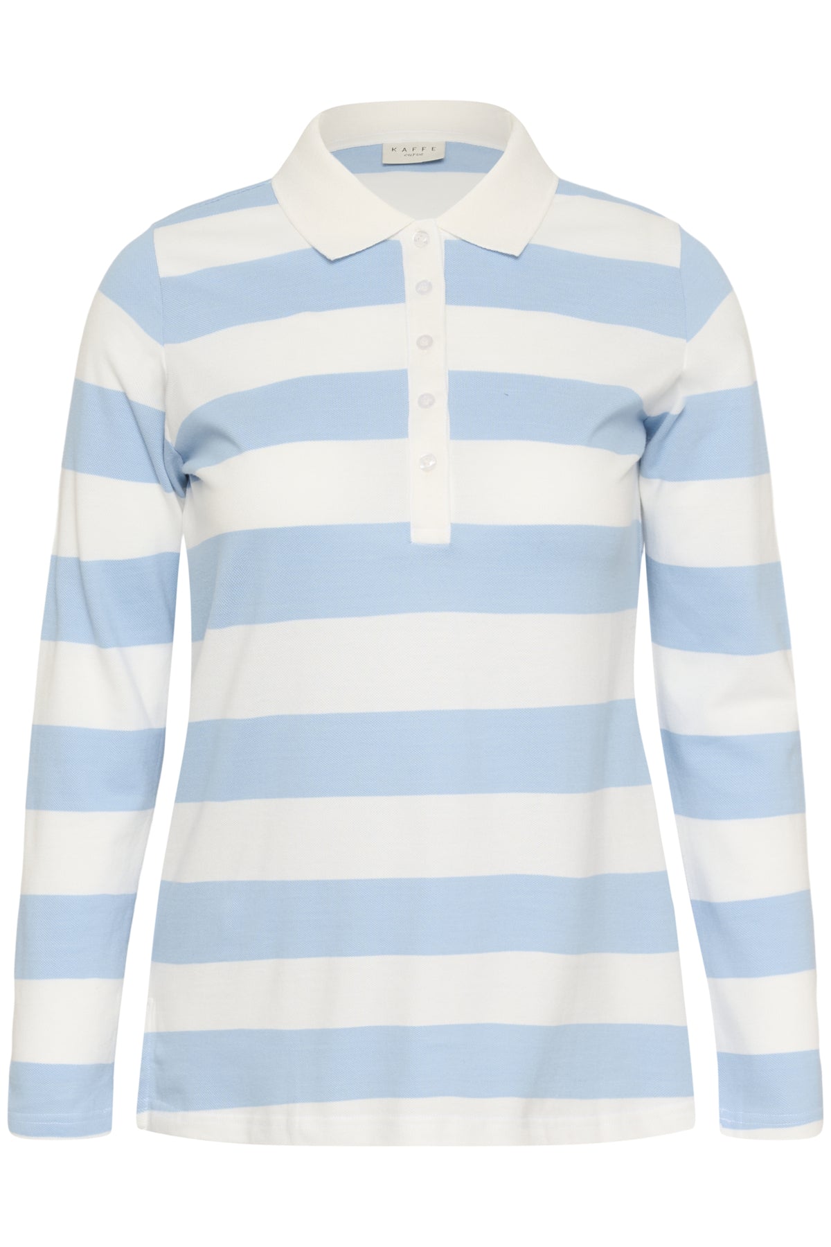 KCmiana Polo LS T-Shirt Chalk med pudderblå rand - 10583934