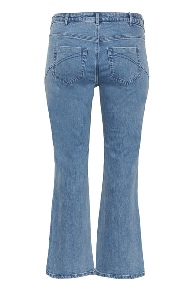KCflora Flared Full Length Jeans Blue Washed Denim - 100166 - 10584056 Thumbnail