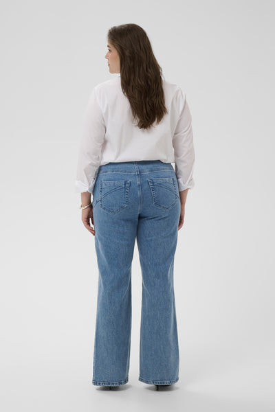 KCflora Flared Full Length Jeans Blue Washed Denim - 100166 - 10584056 Thumbnail