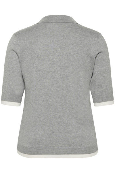 KClizzy Contrast Polo Knit Gråmelerad - 100123 - 10584090 Thumbnail