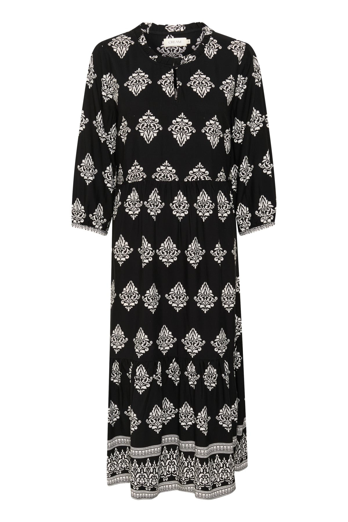 CRTiah Flounce Dress Black Damask Pattern - 10606285