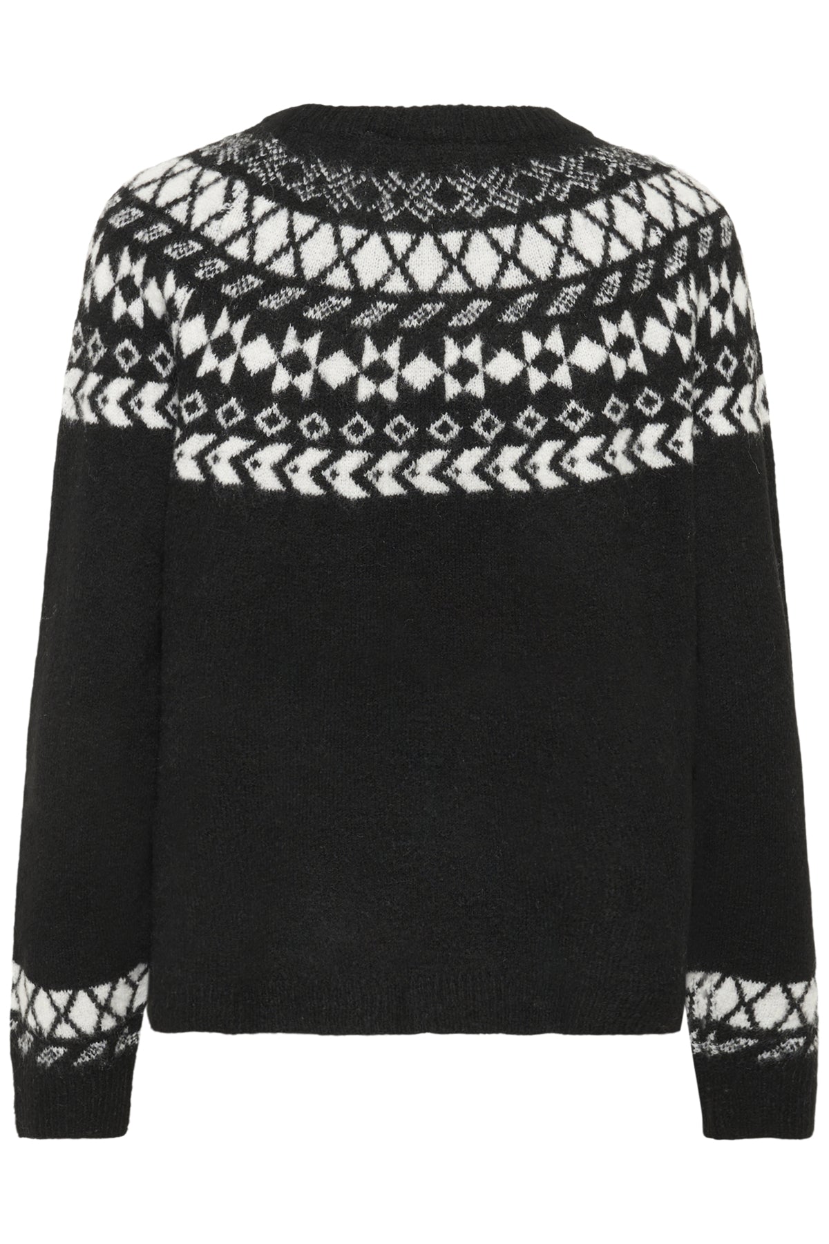 CRCherrie Stickad tröja Pitch Black m. vit jacquard - - 10612842