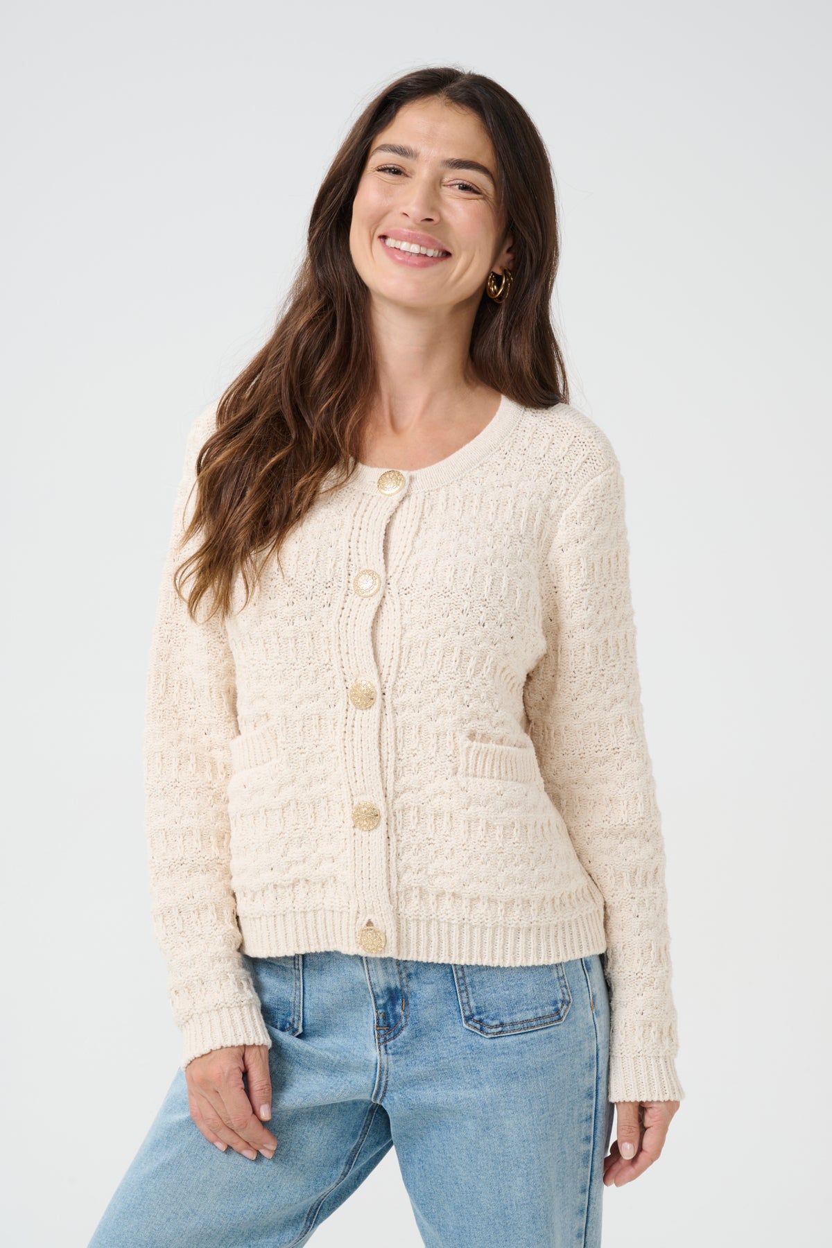 CRPoppi Stickad kofta Eggnog - 10613315
