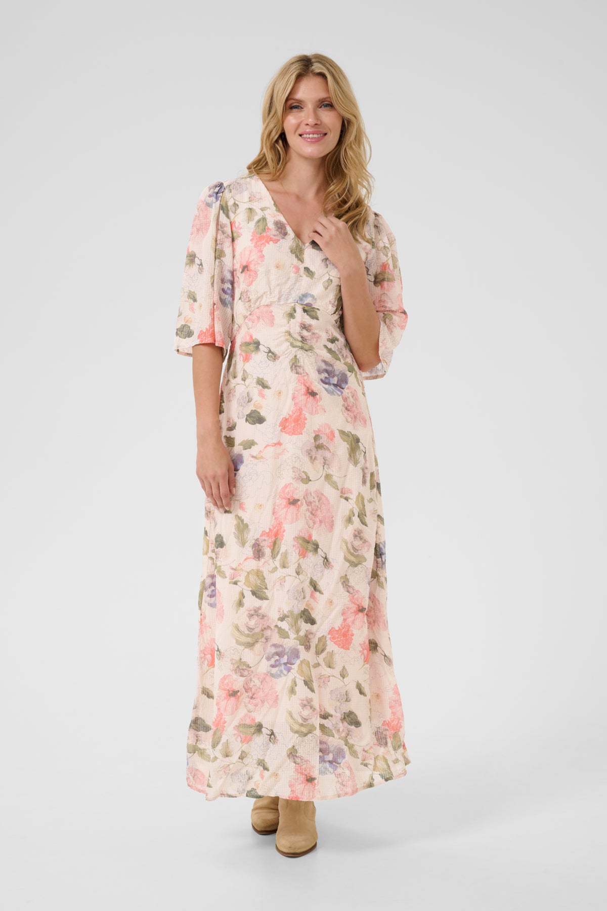 CRHailey Long Dress Sepia Rose Flower - 10613427