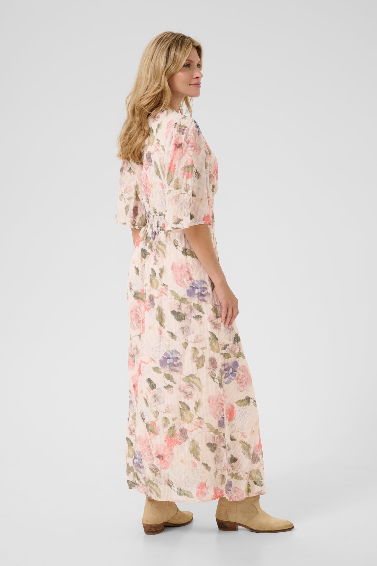 CRHailey Long Dress Sepia Rose Flower - 10613427