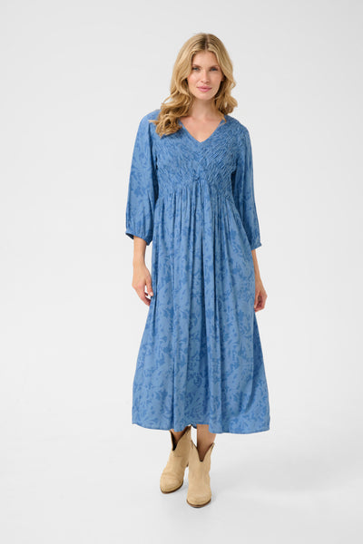 CRTiah Smock Dress Rivera Blue Ikat Paisley - 10613476 Thumbnail