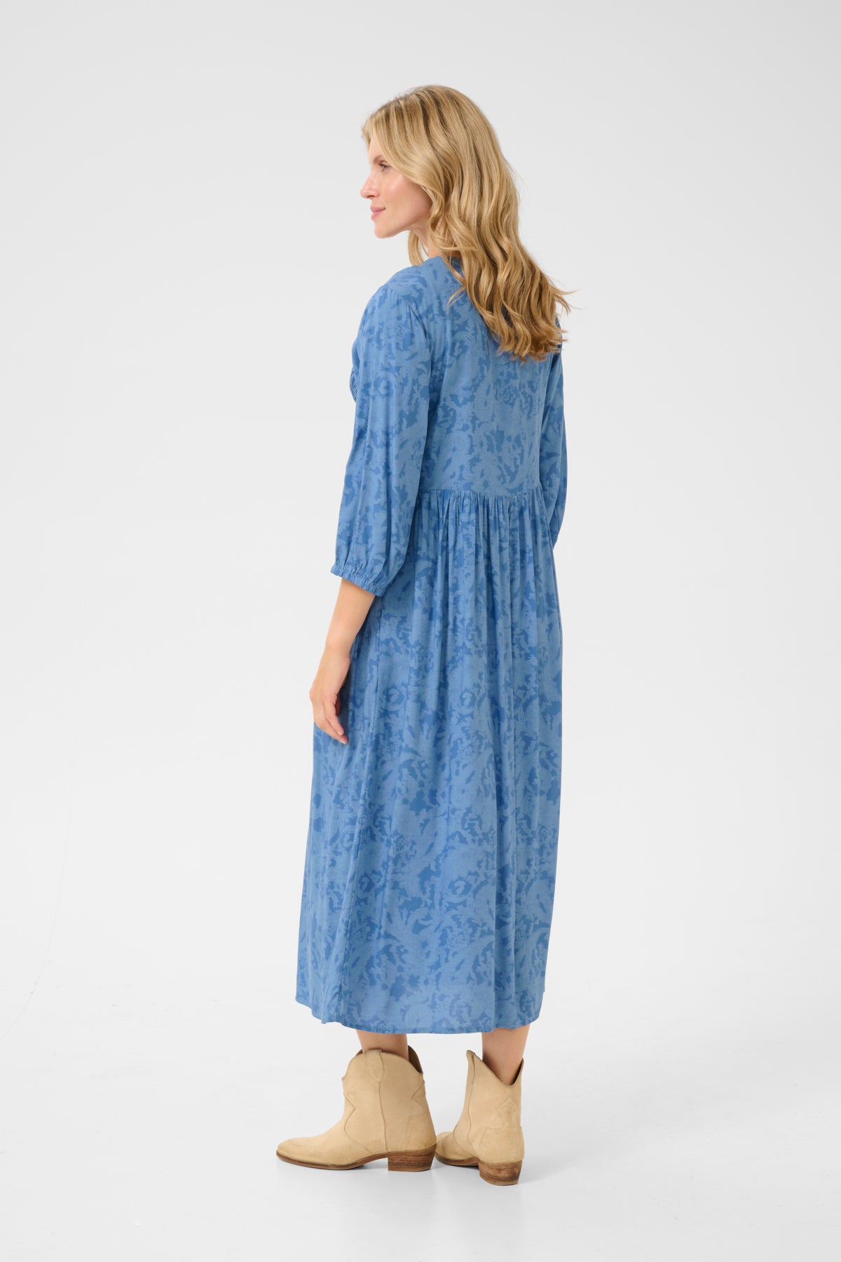 CRTiah Smock Dress Rivera Blue Ikat Paisley - 10613476
