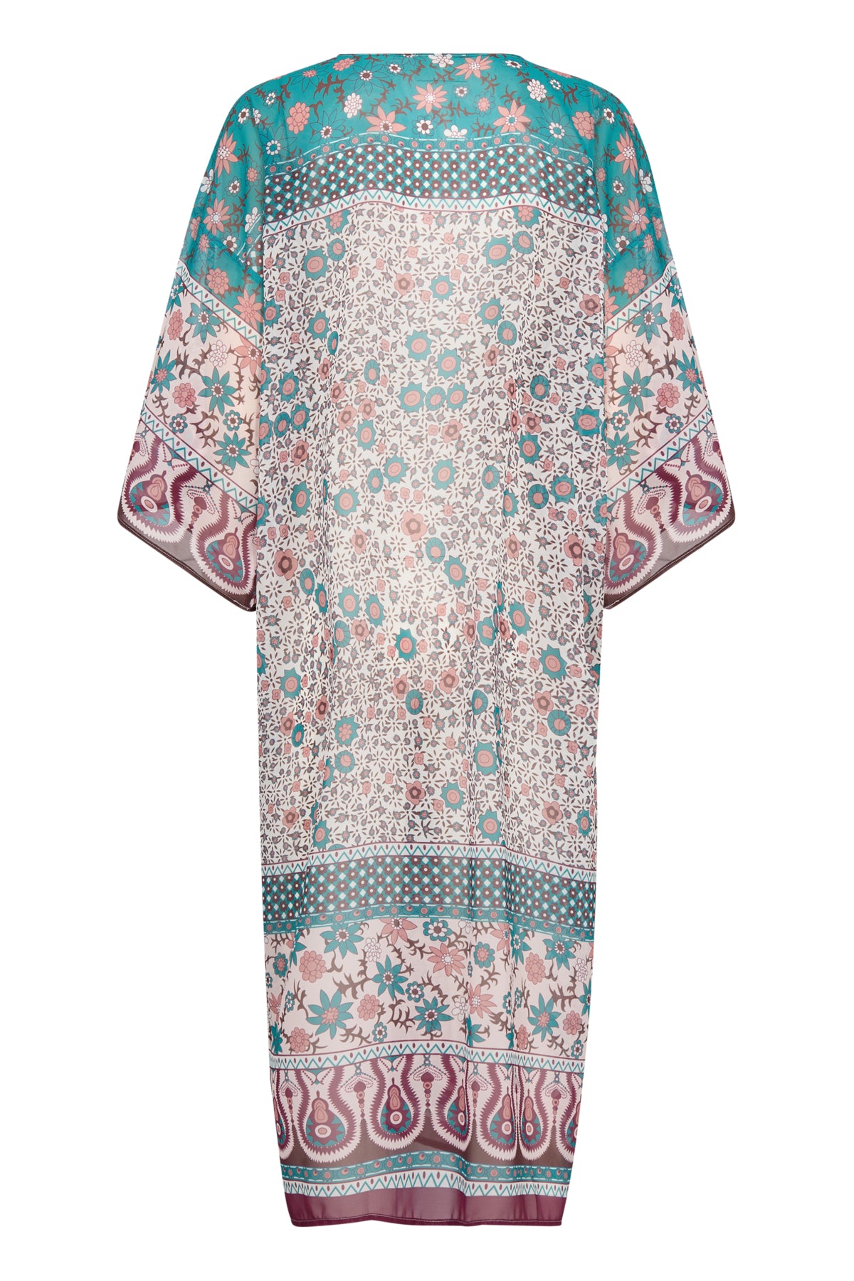 CRTikko Kimono Rosa och Blå Etnisk Kant - 10613498