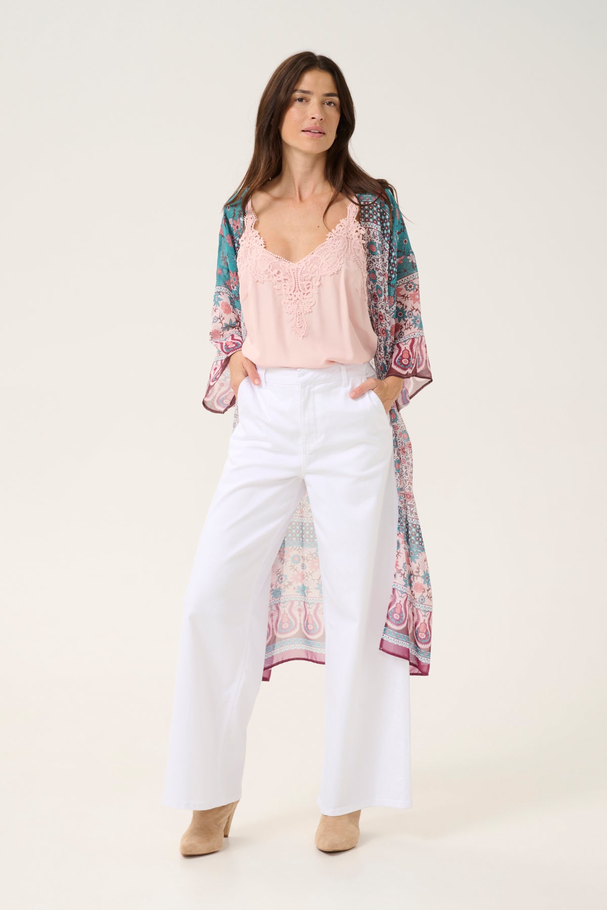 CRTikko Kimono Rosa och Blå Etnisk Kant - 10613498
