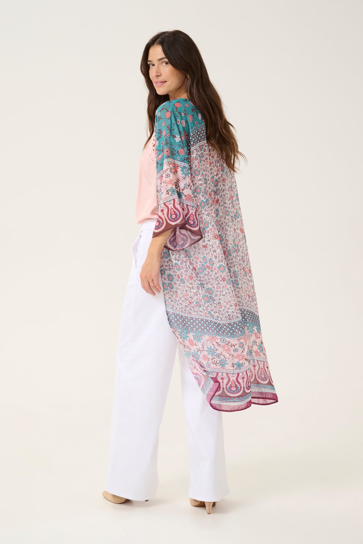 CRTikko Kimono Rosa och Blå Etnisk Kant - 10613498