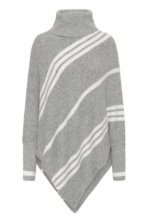 CRKuma Turtleneck Poncho Gråmelerad Vit Rand - 10 - 10613574