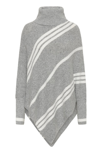 CRKuma Turtleneck Poncho Gråmelerad Vit Rand - 10 - 10613574 Thumbnail