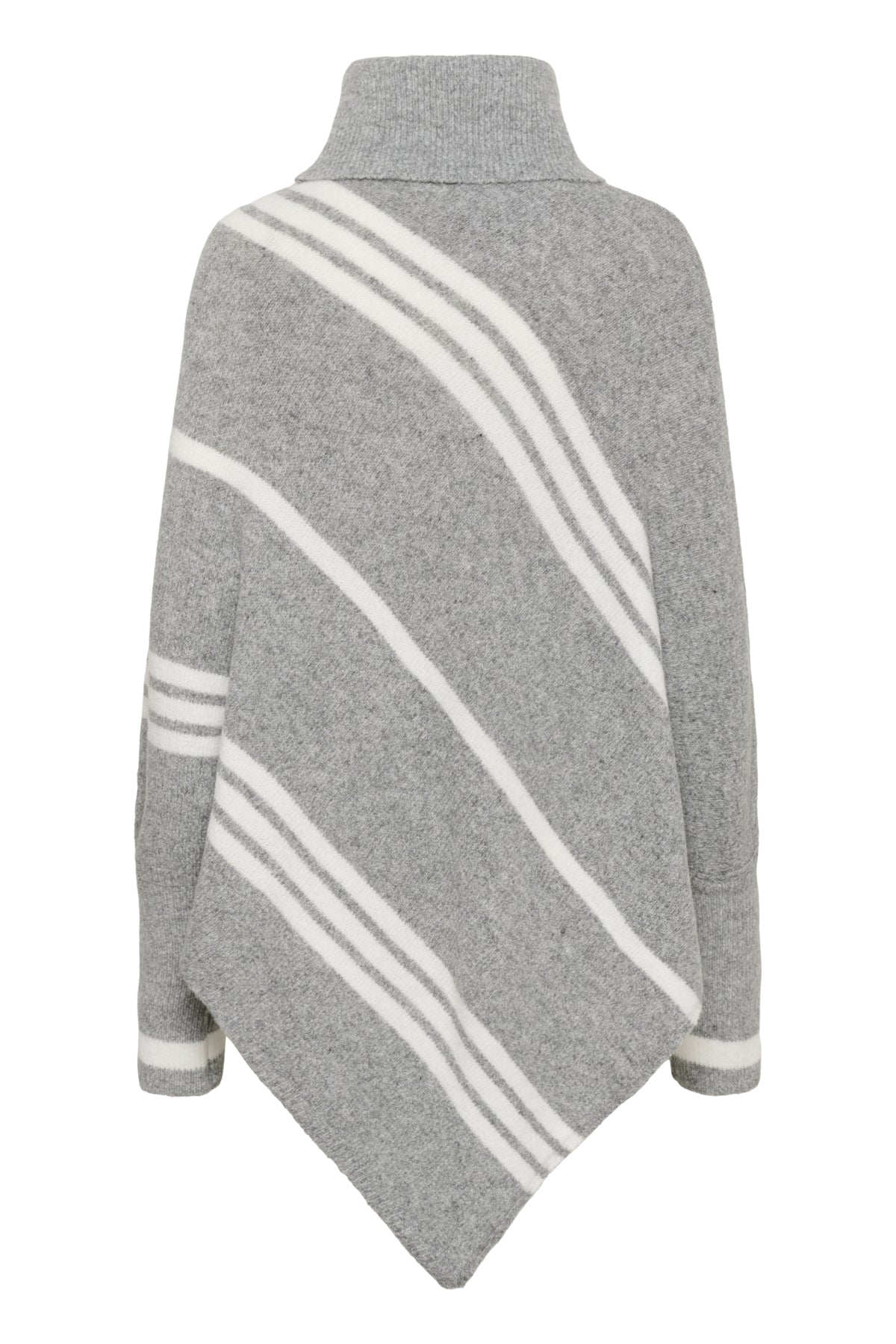 CRKuma Turtleneck Poncho Gråmelerad Vit Rand - 10 - 10613574